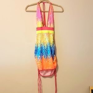 Neon sequins corset club dress